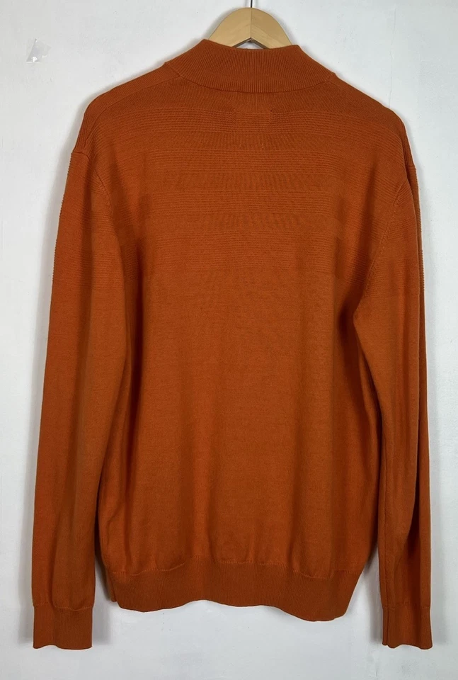Cutter & Buck Wool Burnt Orange Sweater Mens Lg 1/2 Zip Pullover Merino Blend - Image 2 of 4