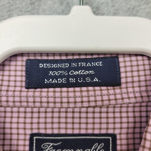 Camisa Faconnable Abotonada Mujer Mediana Rosa Guinga Algodón Carrera Francia - Imagen 4 de 9