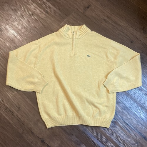 Lacoste Pullover Herren Größe 6 Herren Extra Large gelb 1/4-Reißverschluss Stehkragen