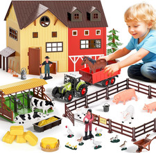 Farm Animals Barn House Toys - Kids Tractor Toy with Lights  Sound, Horse Stabl