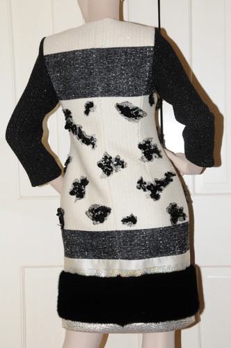 NEW GIAMBATTISTA VALLI Runway Tweed Jacket Black MINK FUR Chanel COAT 38 - Picture 7 of 12