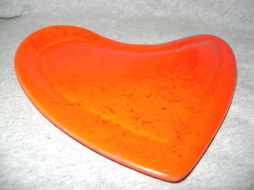 VTG 1950s ART DECO HEART CANDY Dish - 2-TONE 2-PIECE Glazed Ceramic - Picture 6 of 9
