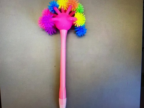 3 Plush Ball Shape Creative Ballpoint Pen pink, green and blue new - Picture 3 of 5