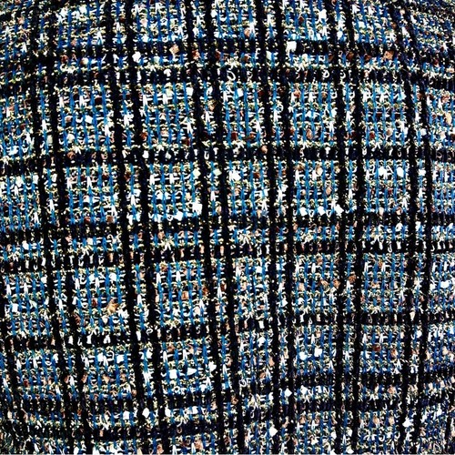 Express jacket medium NWT blazer tweed gold blue plaid metallic coastal office - Picture 4 of 15