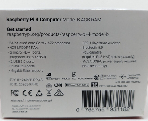 🔥Raspberry Pi 4 -ELEMENT 14 - 4GB RAM Computer - BRAND NEW/SEALED-FREE SHIPPING - Picture 3 of 3