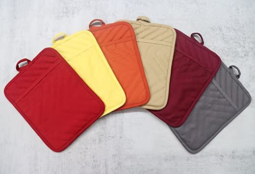 Cotton Pocket Pot Holders Machine Washable Heat Resistant Hot Pads For Kitchen A - Picture 8 of 8