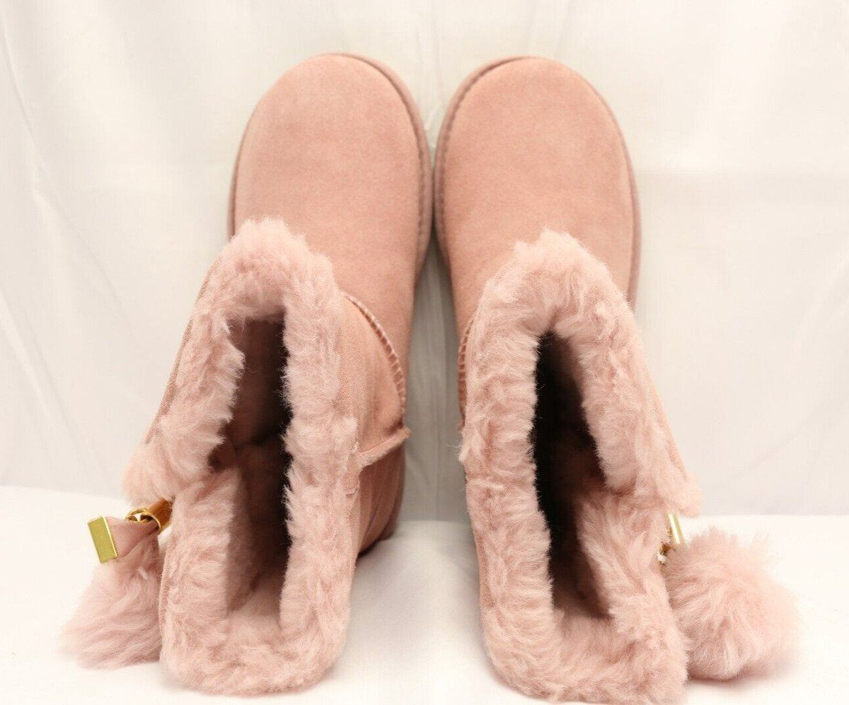 Pink ugg boots with pom best sale poms
