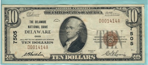 Delaware OHIO 7505 Complete Set Delaware Nat'l Bank Lg&Sm Size notes (5 notes)VF - Picture 15 of 19
