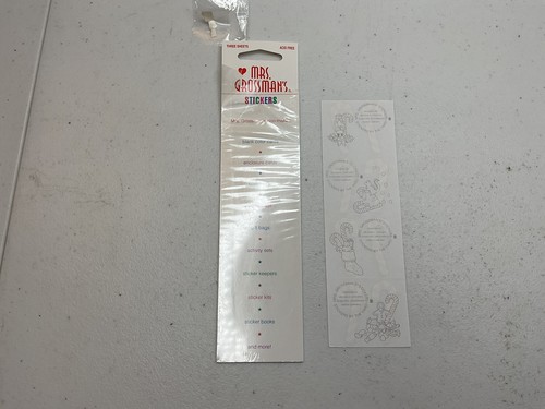 Pegatinas de bastón de caramelo Mrs. Grossman's vintage 1999 nuevas selladas 1 hoja Navidad - Imagen 2 de 2