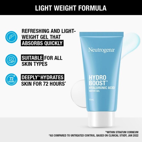 Neutrogena Hydro Boost Hyaluronic Acid Face Moisturizer Daily Use, Unisex - 15ml - Picture 6 of 8