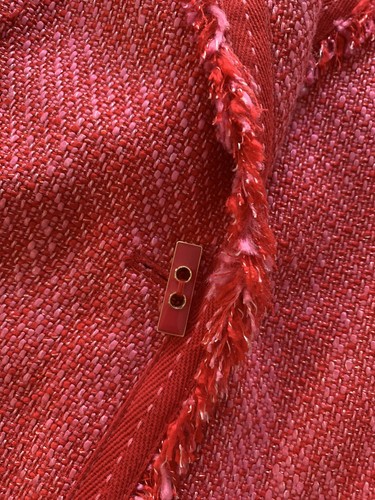 Kasper Pink Tweed Red Trim Fringes Jacket Sz 10P - Picture 6 of 10
