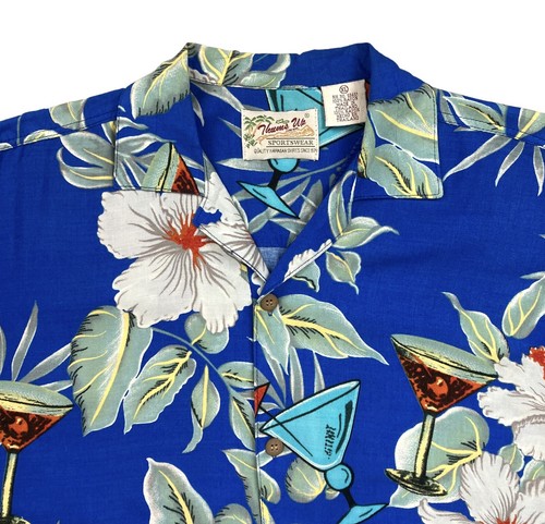 Vintage Thumbs Up Hawaiian Shirt Floral Martini Hibiscus Mens XL Button Up Rayon - Picture 4 of 17