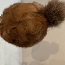 Handmade Mink Fur Hat with Pom Pom