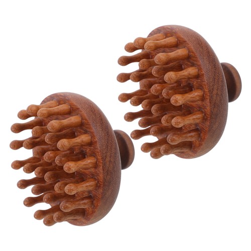 2 Pcs Scalp Massage Comb Massager Wooden Sandalwood Head Tool Hair