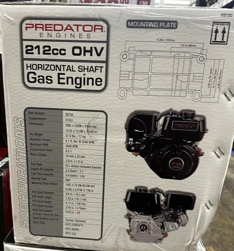 6.5 HP 212cc OHV Horizontal Shaft Gas Engine EPA Recoil Cement Mixers Compressor - Picture 3 of 3