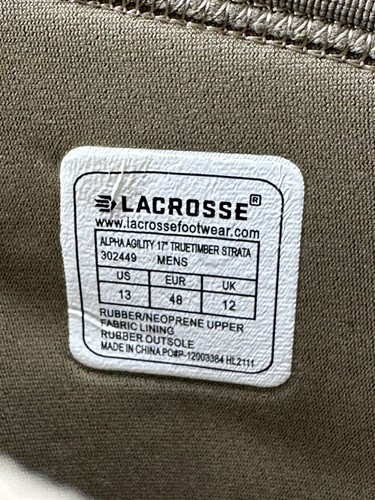 LaCrosse 17" Alpha Agility 302449 Truetimber Strata Boots Sz 13 - Picture 6 of 6