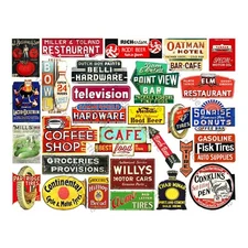 Model Train Signs, Multi Scale, General Store & Auto Signs, 1 STICKER SHEET