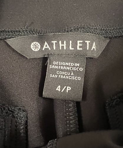 Athleta Women's 4P Endless Satin Side Stripe Pants Black Career Casual High Rise - Picture 4 of 6