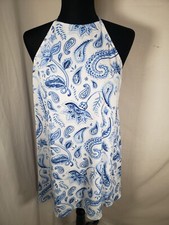 Show Me Your Mumu Blue and White Paisley Sleeveless Halter Dress Sz M