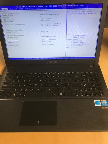 15.6" ASUS D550C Intel CPU 1007U@1.50GHz,4GB RAM,320 GB HDD,  Win 10 - Picture 1 of 12