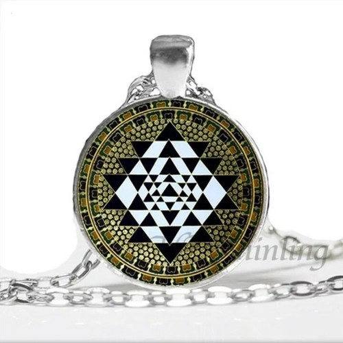 Flower of Life, Sacred Geometry, Buddhist Chakra Glass Pendant Prayer Necklace - Picture 5 of 22