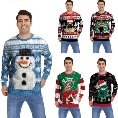 Ugly Christmas Fake sweaterr Unisex Men Women For Holidays Santa Cat Elf