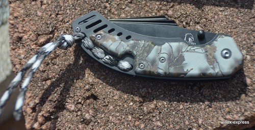 Falcon Spring Assisted Knife Pocket Clip  & Paracord Handle Black Blade NWT  - Picture 9 of 12