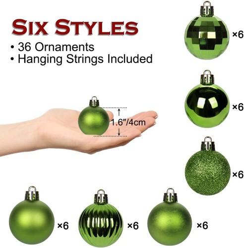 36 Pcs Christmas Balls Ornaments 1.6” Shatterproof Xmas Tree Hanging Decor Balls - Picture 33 of 40