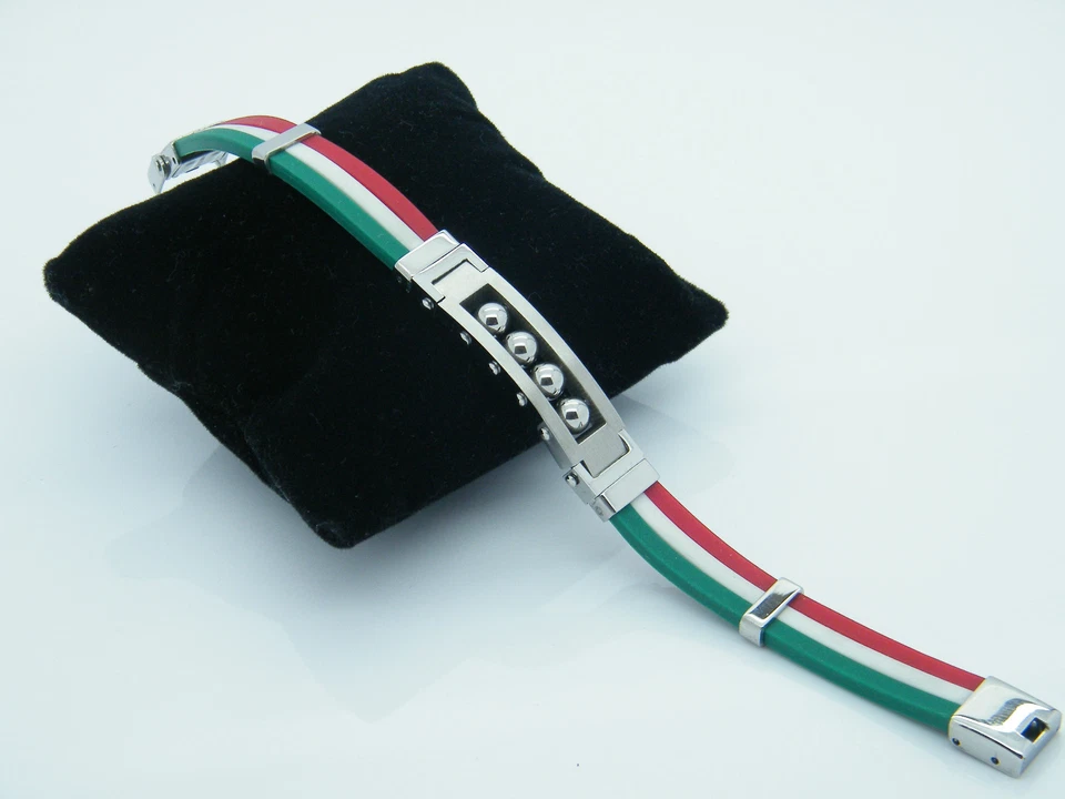 腕带不锈钢意大利国旗珠宝手链 — 第 4/4 张图片