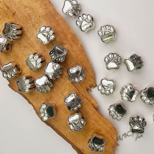 5 x Pata Gato Perro Oso Perla de Metal Cuentas de Agujero Grande para Paracord - Imagen 3 de 5