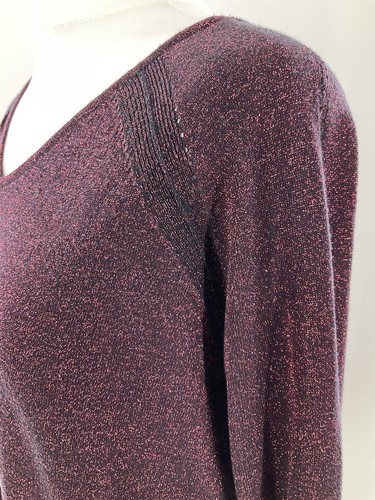 White Stuff Purple Sparkling Tight Knit Jumper Size Uk 12 V Neck Pullover Vgc D3 - Picture 5 of 12