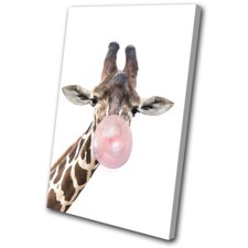 Modern Giraffe Bubblegum Animals SINGLE CANVAS WALL ART Picture Print