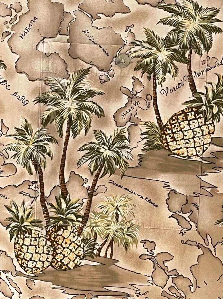 Camisa Estilo Hawaiano - Mapa Isla y Estampado Floral - Talla XL Foto 4 de 4