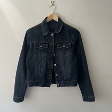 Kangol 90s Y2k Dark Blue Denim Jacket 100% Cotton Size S Uk 8 Holiday Casual