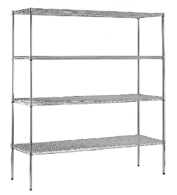 Sandusky Heavy Duty 4 Level Nsf Certified Wire Shelving Chrome 74h X Sandusky Heavy Duty 4 Level Nsf Certified Wire Shelving Chrome 74h X 72w 18d