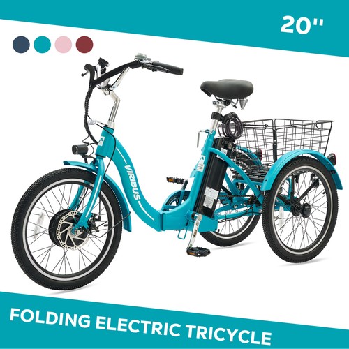 VIRIBUS 20 in. Folding Electric Trike Tricycle for Adults w 350W Brushless Motor - Picture 1 of 14