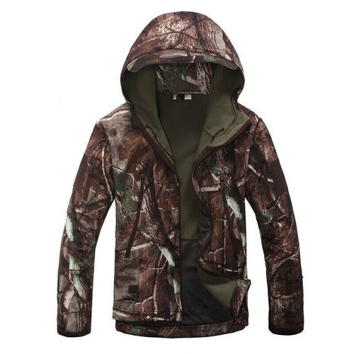Giacca tattica militare uomo pelle di squalo soft shell cappuccio cappotto pantaloni impermeabile @@ - Foto 2 di 24