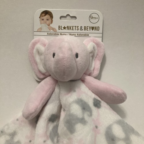 Blankets and Beyond Elephant Blanket Pink White Gray Lovey Comforter New Nunu - Picture 2 of 6