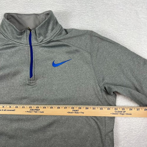 Nike Pullover Mens Large Therma-Fit 1/4 Zip Gray Blue Fleece Athletic Top - Picture 8 of 10