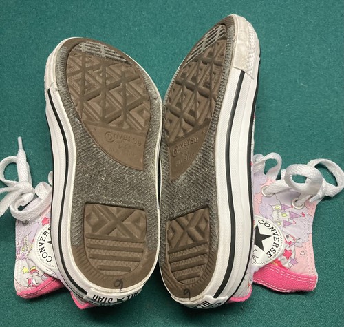 Converse All Star High Top Shoes. Size Junior 1. Color Pink & Purple w/ Unicorns - Picture 4 of 6
