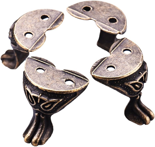 4 Stck. Antik Messing Schatulle Beine Füße Eckschutz Zinklegierung Geschenkbox Schmuck - Bild 3 von 12