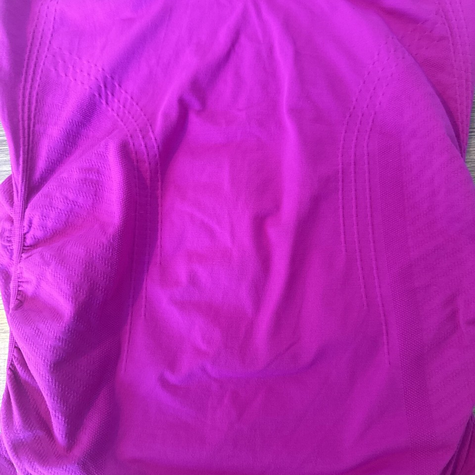Athleta Speedlight Racerback Pink Long Tank Gathered Sides Small