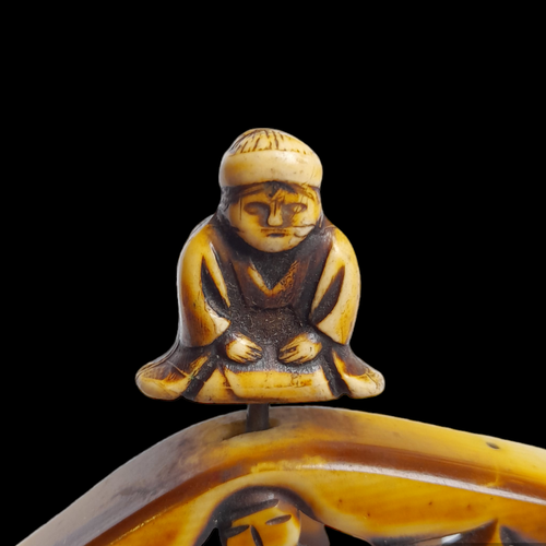 Antik 20er Jahre Art Deco Buddha & Pagoden verziert Elfenbein Zelluloid Geldbörse Rahmen - Bild 8 von 9