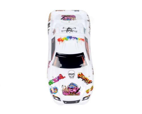 Maßgeschneiderte Karosserie Graffiti weiß für Traxxas Rustler 2WD 1/10 LKW Auto Muschel Abdeckung - Bild 7 von 8