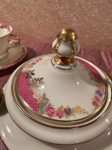 Continental Ivory Bavaria "Kings Rose" Antique Bone China Tea Set – 4 Cups & Sau - Picture 12 of 23