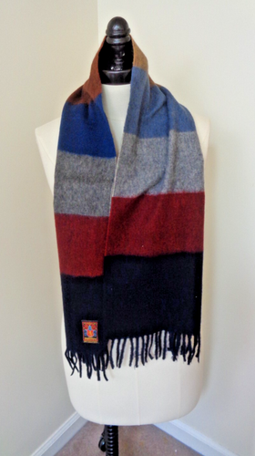 SCIARPA UOMO LORD & TAYLOR 100% CASHMERE COLOR BLOCK CON FRANGE MADE IN W GERMANY