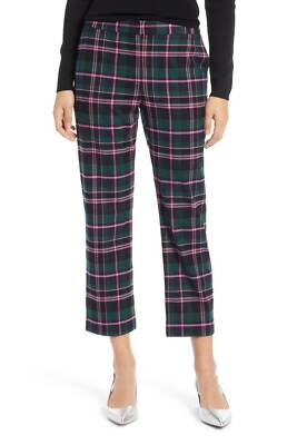 Nordstrom 1901 NWT Woman's Size 2P Green/Pink Holiday Tartan
