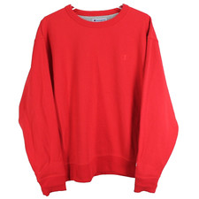 Champion Crewneck Sweatshirt Mens L Solid Red Long Sleeve Pullover Cotton Blend