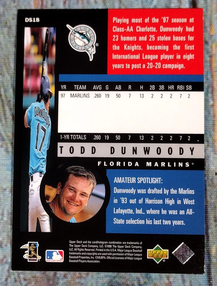 Todd Dunwoody - Destination Stardom 1998 Upper Deck #DS18 - Image 3 of 4