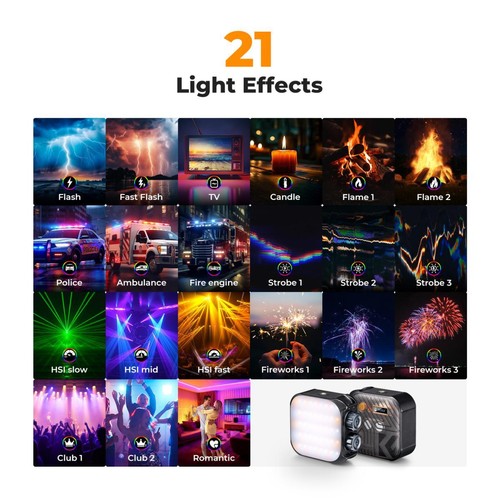 K&F CONCEPT RGB LED Video Light Full Color Panel 2500K to 9900K DSLR MILC Camera - Picture 5 of 7